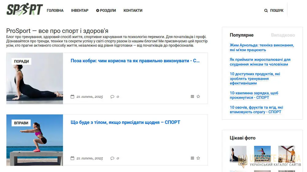 дизайн сайту про спорт